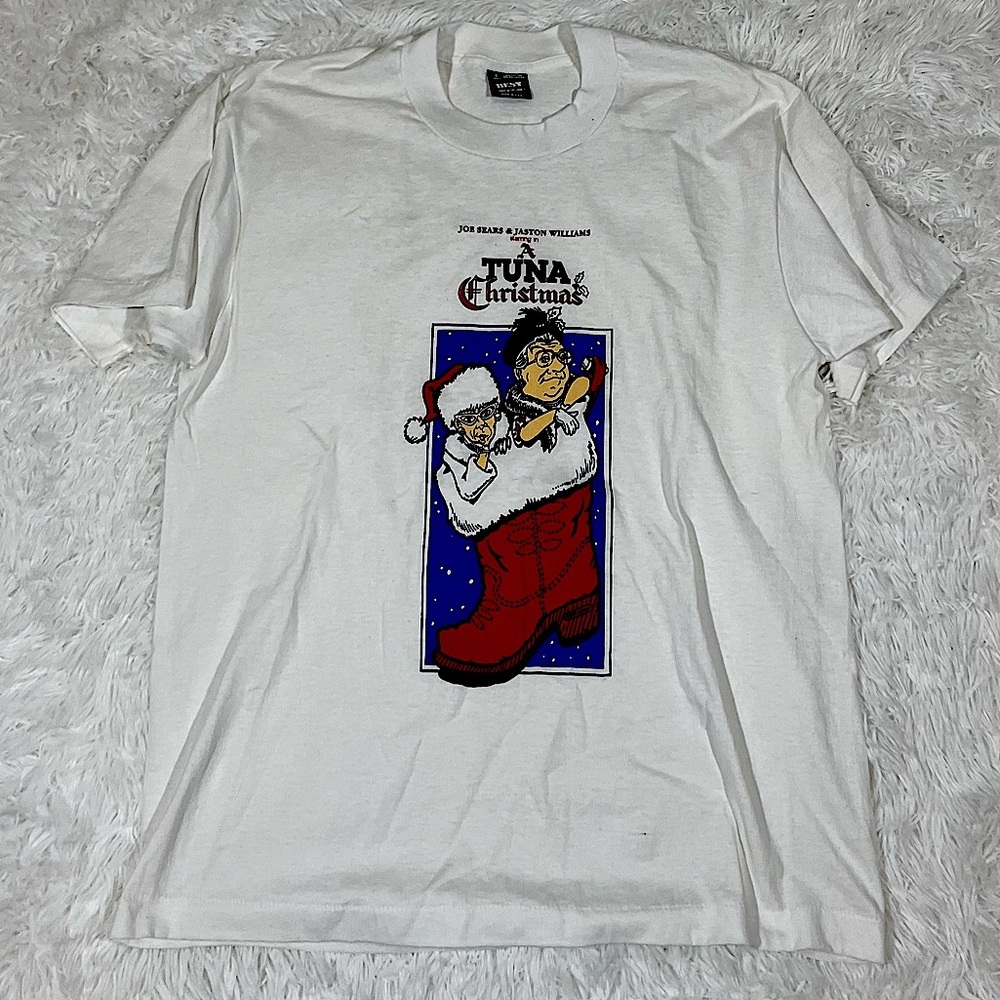 Vintage Single Stitch 90s Fruit of Loom Tuna Christmas Tee

Size L‎
